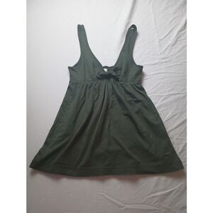 Abercrombie and Fitch 2000s Women's Tie Front Olive baby doll Tank Top, Small